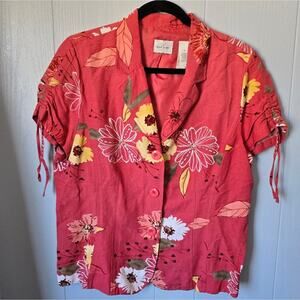 Emma James Coral Floral Button Down Shirt
